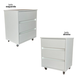 Mesa de Cabeceira com Rodinhas 3 Gavetas Mdf 15mm Brancotx - 5