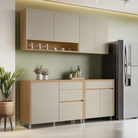 Cozinha 4 Peças 7 Portas 100% MDF Mista