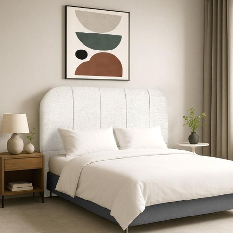 Cabeceira Cama Box Casal 140 Cm Estofada Revestida em Bouclé Elegante