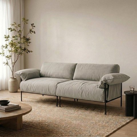 Sofá Living Modular Industrial 2 Lugares Basileia 240cm Yescasa Veludo Tx Bege Castor