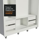 Ver mais imagens de Guarda-Roupa Casal Madesa Lyon Plus 3 Portas de Correr 4 Gavetas com Pés Branco/Rustic Cor:Branco/Ru