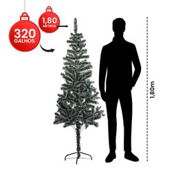 Árvore Pinheiro de Natal Luxo Verde Nevada 1,80m 320 Galhos - 2