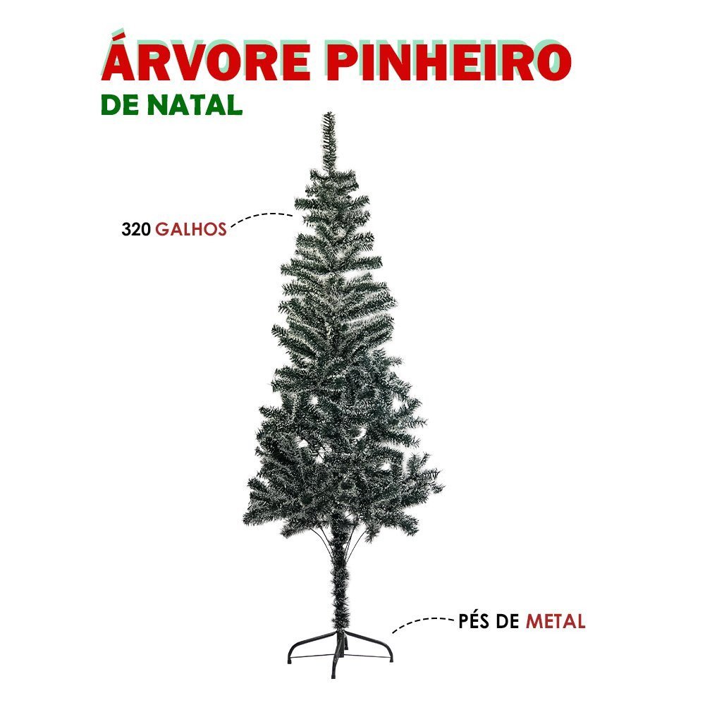 Árvore Pinheiro de Natal Luxo Verde Nevada 1,80m 320 Galhos - 5