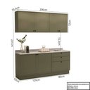 Ver imagem 4 de Cozinha Compacta Modulada 6 Portas 3 Gavetas 100% MDF sem Tampo Sevilha Verde/Hill