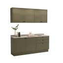 Ver imagem 3 de Cozinha Compacta Modulada 6 Portas 3 Gavetas 100% MDF sem Tampo Sevilha Verde/Hill