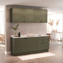 Ver imagem 1 de Cozinha Compacta Modulada 6 Portas 3 Gavetas 100% MDF sem Tampo Sevilha Verde/Hill