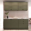 Ver imagem 2 de Cozinha Compacta Modulada 6 Portas 3 Gavetas 100% MDF sem Tampo Sevilha Verde/Hill