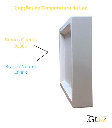 Painel Led Recuado de Sobrepor 24w Plafon Quadrado Bivolt - Branco - Branco Quente 3000k - 110v/220v - 2