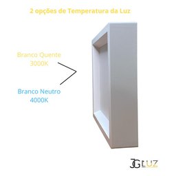 Painel Led Recuado de Sobrepor 24w Plafon Quadrado Bivolt - Branco - Branco Quente 3000k - 110v/220v - 2