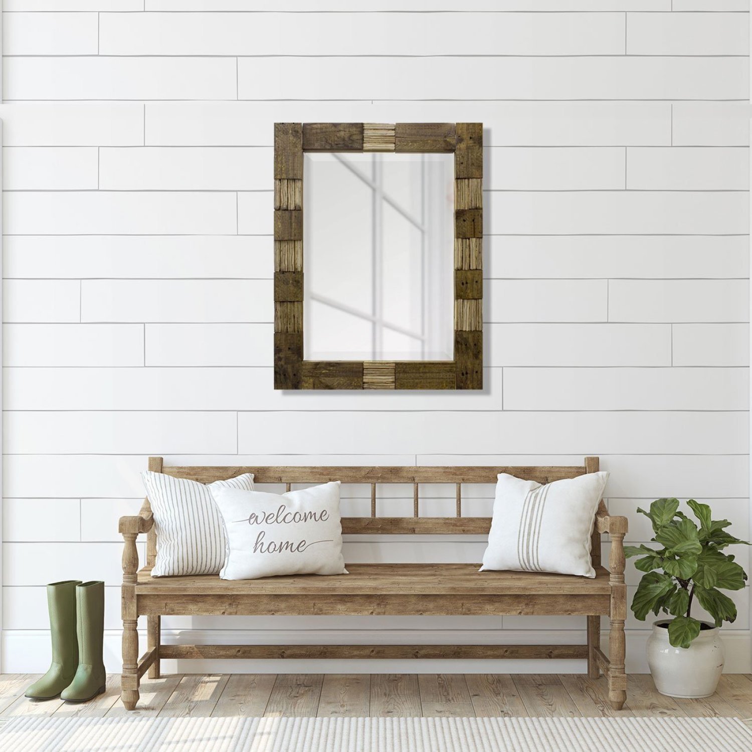 Espelho Decorativo Rústico com Madeira de Demolição 68cm x 118cm Decore Pronto - 3