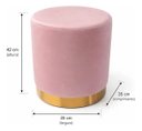 Ver imagem 2 de Puff com Rodape Dourado, Cor Nude Rose Veludo - Let Móveis