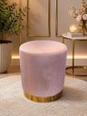 Ver imagem 1 de Puff com Rodape Dourado, Cor Nude Rose Veludo - Let Móveis
