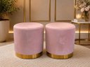 Ver imagem 4 de Puff com Rodape Dourado, Cor Nude Rose Veludo - Let Móveis