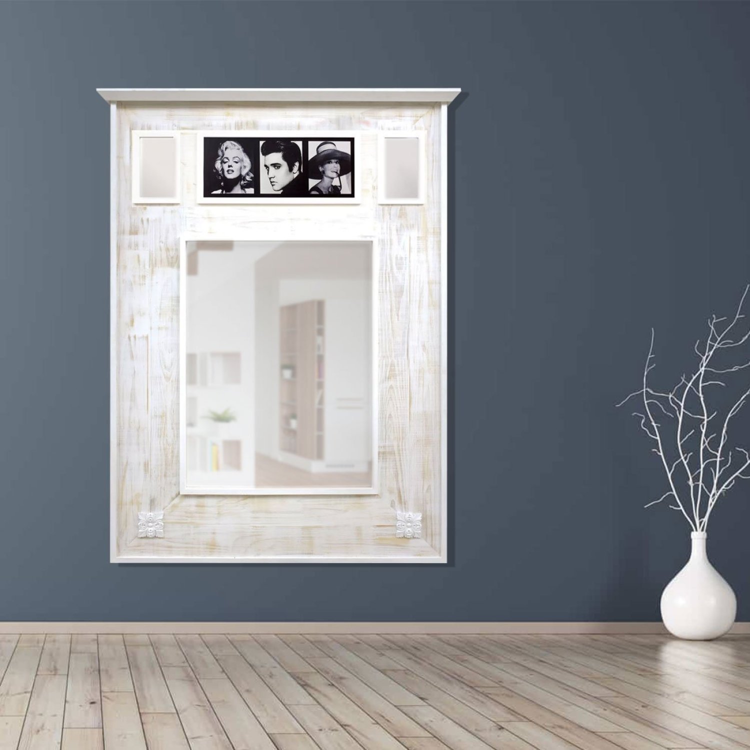 Espelho Decorativo Rústico Provençal com Apliques Decore Pronto - 1