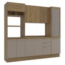 Ver imagem 4 de Armário de Cozinha Modulada Completa Reta 5 Peças 2,40m Botanic Kappesberg - Nogueira/Fendi