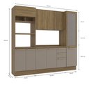 Ver imagem 3 de Armário de Cozinha Modulada Completa Reta 5 Peças 2,40m Botanic Kappesberg - Nogueira/Fendi