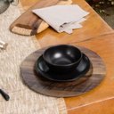 Ver imagem 3 de Sousplat Galles Flat Wood Dark 33 cm Copa&Cia Copa & Cia