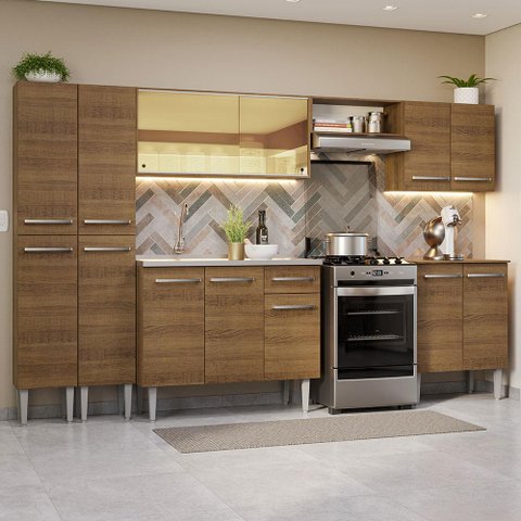 Armário de Cozinha Completa 293cm com Pia Rustic Emilly Madesa 07