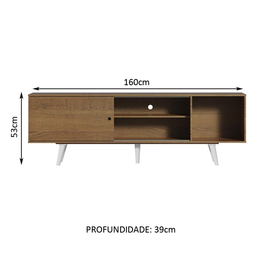 Rack Madesa Dubai para Tv até 65 Polegadas com Pés - Rustic/branco - 4