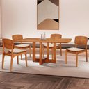 Ver imagem 1 de Mesa Patros Tampo 120 Laminado Barril com 4 Cadeiras Malta Gold Moderna Mobília