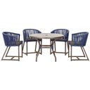 Ver imagem 1 de Mesa com 4 Cadeiras de Jantar Roma 100cm e Noronha em Aluminío Marrom Corda Nautica Estofado 11 Tram