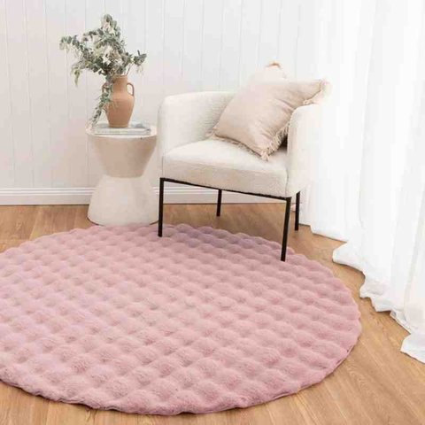 Tapete Pele Bubble Redondo 2,00 Rose Niazitex