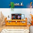 Ver imagem 5 de Rack de TV de Madeira Pinus Linea com 3 Gavetas Carvalho