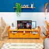 Rack de TV de Madeira Pinus Linea com 3 Gavetas Carvalho - 5