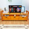 Rack de TV de Madeira Pinus Linea com 3 Gavetas Carvalho - 2