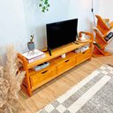 Ver imagem 3 de Rack de TV de Madeira Pinus Linea com 3 Gavetas Carvalho