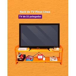 Rack de TV de Madeira Pinus Linea com 3 Gavetas Carvalho - 4