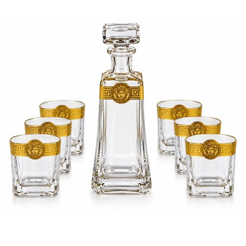 Jogo para Whisky Versace em Cristal Garrafa 1L Copo 200ml