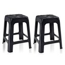 Ver imagem 1 de Kit 2 Banquetas de Plástico Preta Banquinho Empilhável