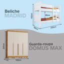 Ver imagem 4 de Kit Quarto Beliche Madrid com Grades Guarda Roupa Domus Max 4 Portas Branco Off White