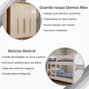 Ver imagem 2 de Kit Quarto Beliche Madrid com Grades Guarda Roupa Domus Max 4 Portas Branco Off White