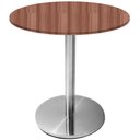 Ver imagem 1 de Mesa Beta Inox 75 Cm Altura Disco Redondo Tampo Mdp Redondo 60 Cm Largura X 2,50 Cm Altura Walnut