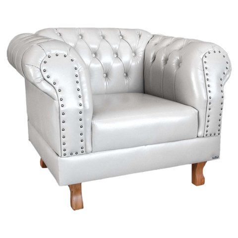Poltrona Chesterfield Duque Para Sala, Tv, Estar, Recepção - Corano Branco
