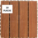 Ver imagem 2 de Kit 10 Placas Deck Madeira com Base Plástica Friso Antiderrapante 30cmx30cm MaderSilva