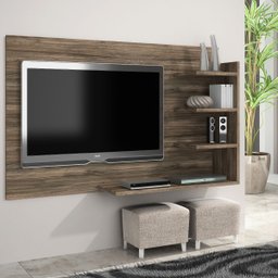 Painel de Parede para Tv Sala Elegante 4 Prateleira Rústico - 1