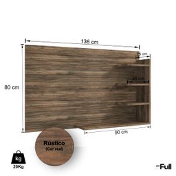 Painel de Parede para Tv Sala Elegante 4 Prateleira Rústico - 4