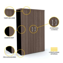 ARMÁRIO ALTO 2 PORTAS PANDIN PE40 - WALNUT AA1600PE40 - 3