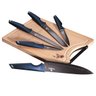 Jogo 5 Facas e Tábua de Bambu 6pçs Aquamarine Berlinger Haus Kit de Faqueiro Chef de Cozinha - 1