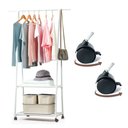Ver imagem 1 de Arara Dupla Organizador Armario Movel Com Rodas Prateleiras Sapatos Roupas Closet Organizaçao