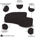 Ver imagem 3 de Sofá Living 2 Lugares 180cm Braço Esquerdo Mozart D06 Sintético Marrom - Mpozenato