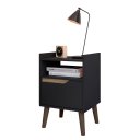 Ver imagem 3 de Mesa de Cabeceira com Gaveta e Nicho Modelo Gabriela Retrô:preto