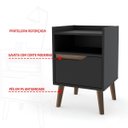 Ver imagem 4 de Mesa de Cabeceira com Gaveta e Nicho Modelo Gabriela Retrô:preto