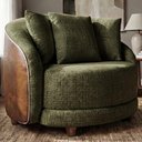 Ver imagem 2 de Poltrona Decorativa Maya Pes Madeira Linho Color Trend e Courino Tca 307 Tcs 727 Moll