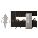 Ver imagem 6 de Armário De Cozinha Completa Com Adega 9 Portas 3 Gavetas Favorita Preto/Nature