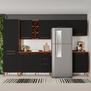 Ver imagem 3 de Armário De Cozinha Completa Com Adega 9 Portas 3 Gavetas Favorita Preto/Nature