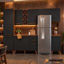 Ver imagem 2 de Armário de Cozinha Completa com Adega 9 Portas 3 Gavetas Favorita Preto/Nature